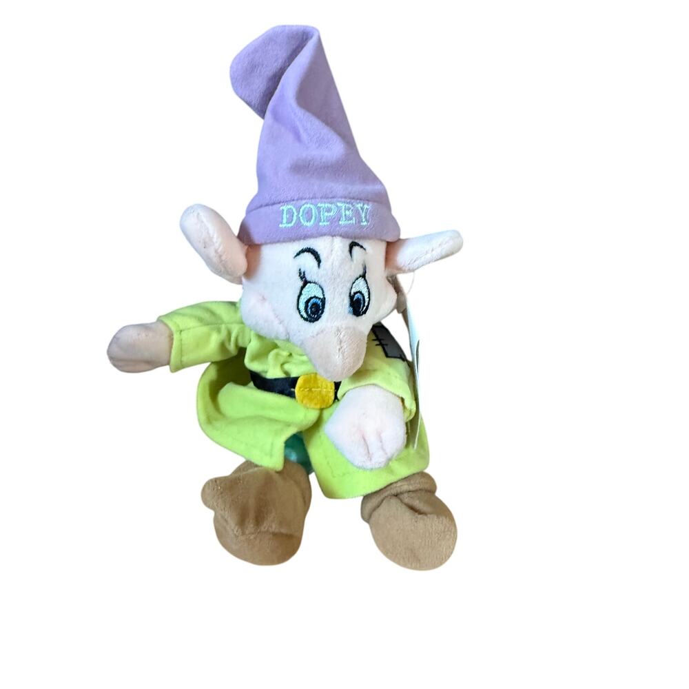 The Disney Store Dopey Plush/Beanie Snow White & Seven Dwarfs With Tag Deadstock